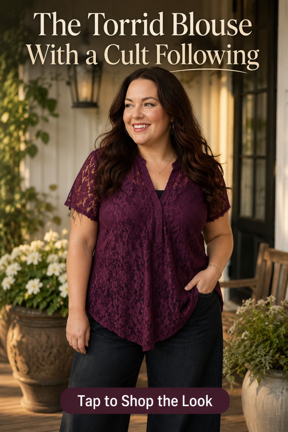 If you know, you know — the Harper blouse is Torrid's most-loved top and this plum lace version is stunning in person. The V-neck is flattering, the lace sleeves feel dressy without trying too hard, and it floats over your midsection beautifully. Comes in sizes 10 to 30 and it's on sale right now with an extra discount stacking on top. Linked the exact blouse here before your size sells out.  

 #LTKOver40 #LTKMidsize #LTKPlusSize