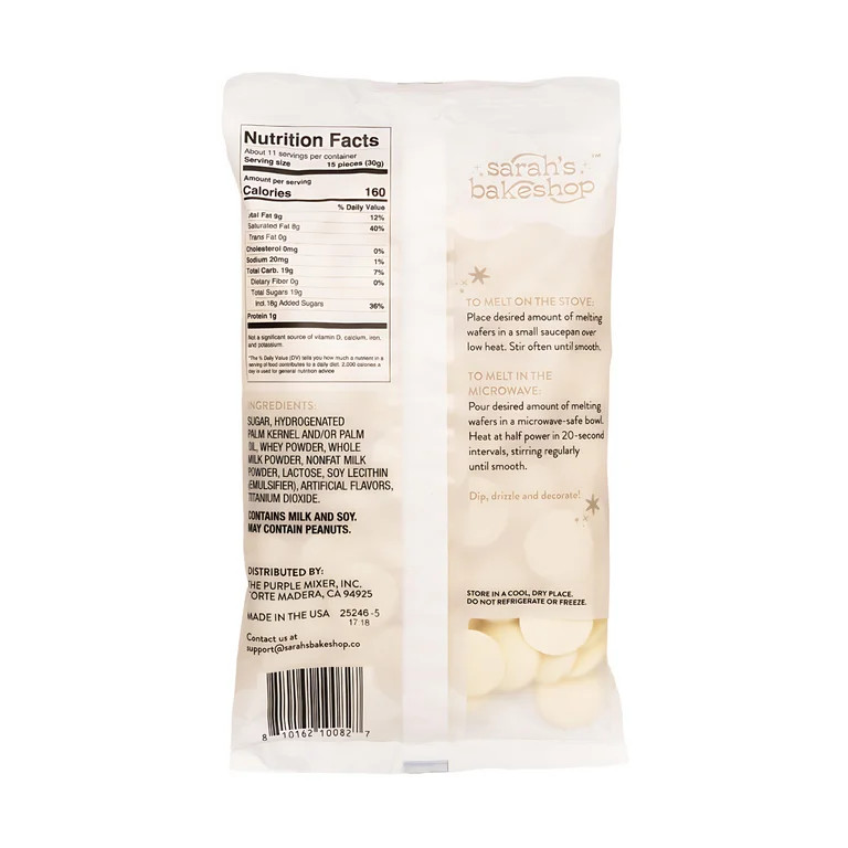 Sarah's Bake Shop White Sugar Cookie Melting Wafers - Contains Milk and Soy | Walmart (US)