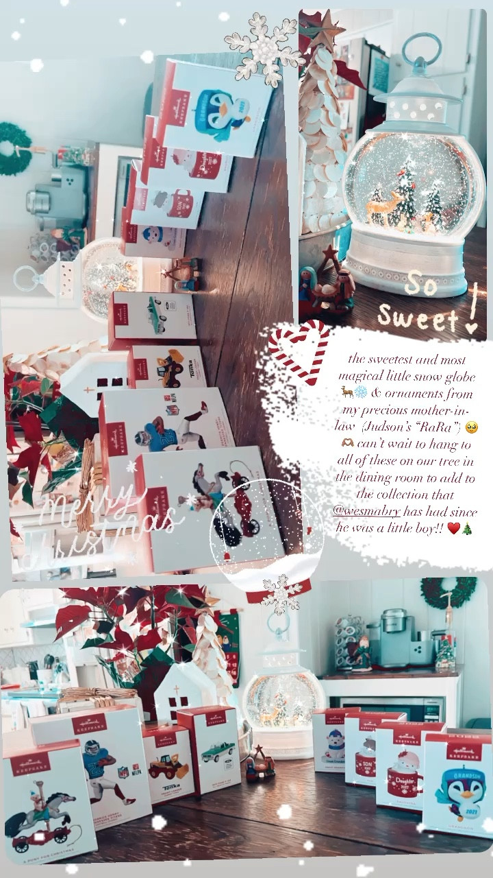 the sweetest and most magical little snow globe 🦌❄️ & ornaments from my precious mother-in-law  (Judson’s “RaRa”) 🥹🫶🏽 can’t wait to hang to all of these on our tree in the dining room to add to the collection that @wesmabry has had since he was a little boy!! ♥️🎄

#LTKSeasonal #LTKHoliday #LTKhome