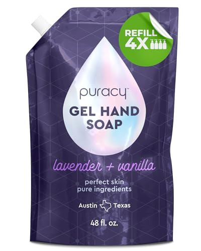 Puracy Organic Hand Soap, Professional Hand Washers We've All Become, Moisturizing Natural Gel Hand Wash Soap, Liquid Hand Soap Refills for Soft Skin (Refill Lavender & Vanilla, 48 Ounce) | Amazon (US)