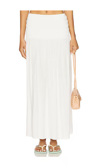 Bobi Smocked Skirt in White. - size M | Revolve Clothing (Global)