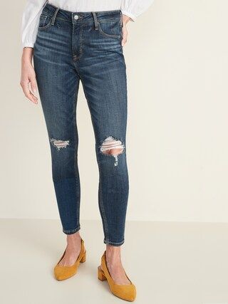 High-Waisted Rockstar Distressed Super Skinny Jeans For Women | Old Navy (US)