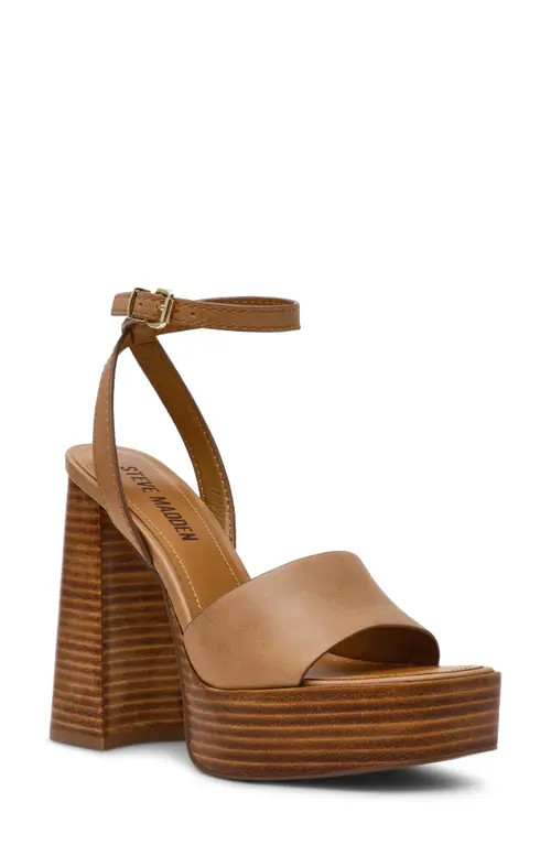 Steve Madden Floria Platform Ankle Strap Sandal in Banana Leather at Nordstrom, Size 9.5 | Nordstrom