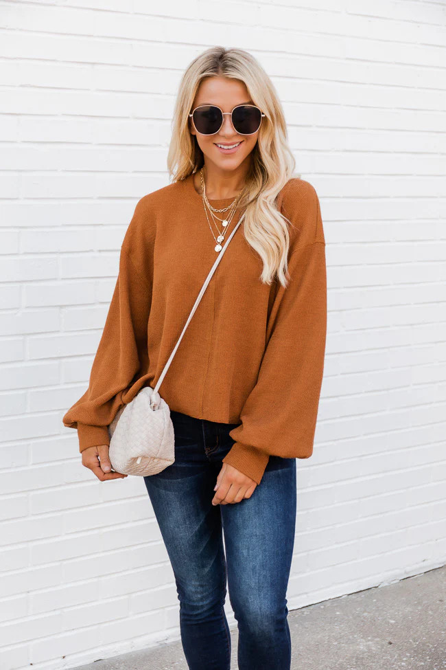 Replay That Song Burnt Orange Pullover FINAL SALE | The Pink Lily Boutique