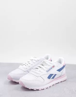 Reebok Classic Leather trainers in white and lilac | ASOS | ASOS (Global)