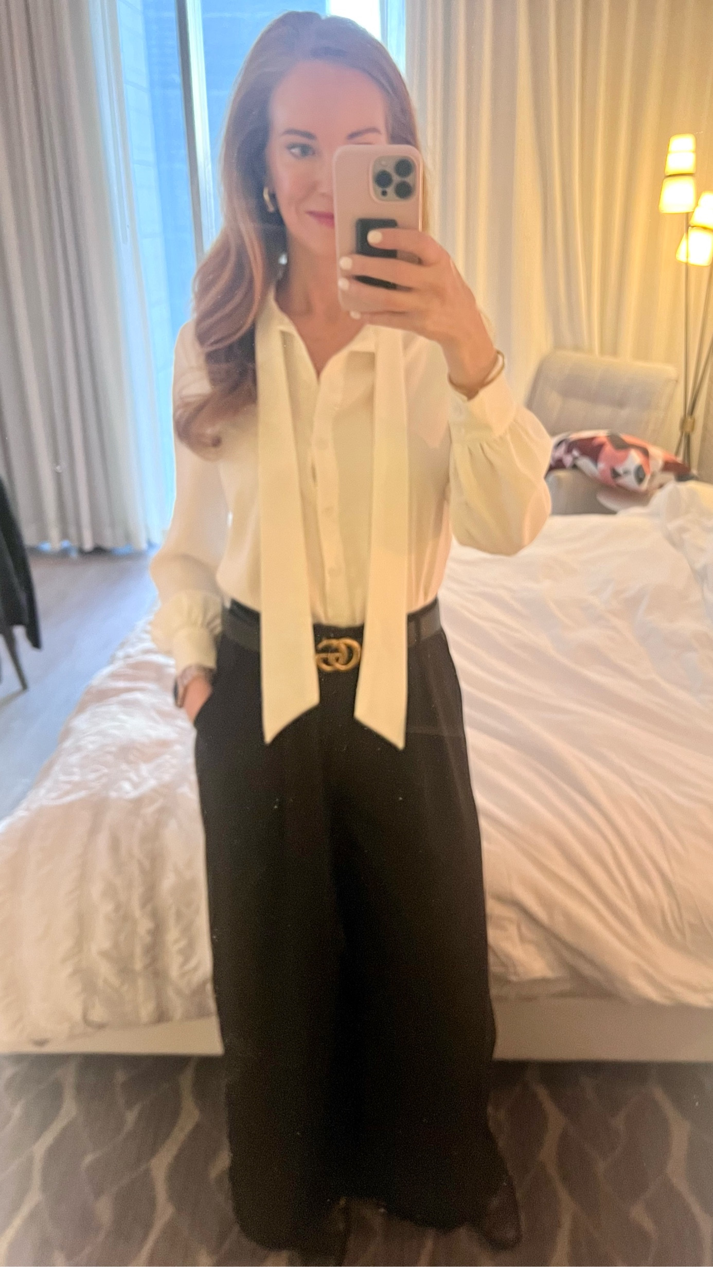 Another work outfit from Amazon FTW! 
These wide leg trousers are like wearing pjs but so cute for the professional girls! I have a Small Long size. 
And this bodysuit blouse can be dressed up or down and worn a ton of ways! I’m a small in this. 

#LTKstyletip #LTKworkwear #LTKover40