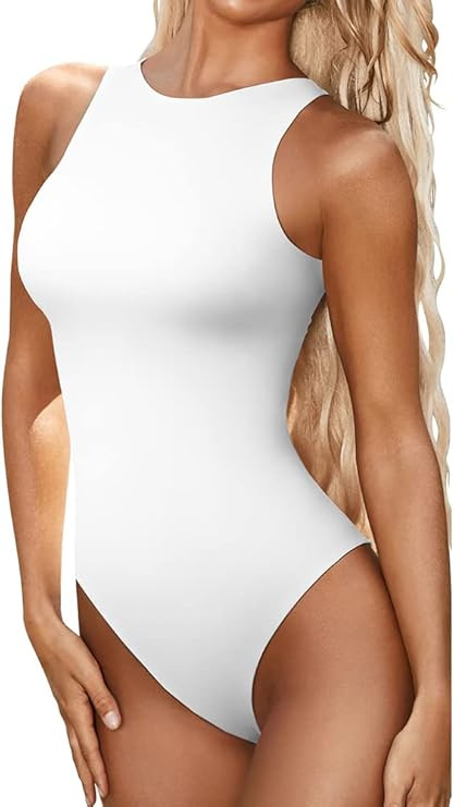 YFANG Women's Sexy Sleeveless High Neck Going Out Bodysuit Tank Tops | Amazon (US)