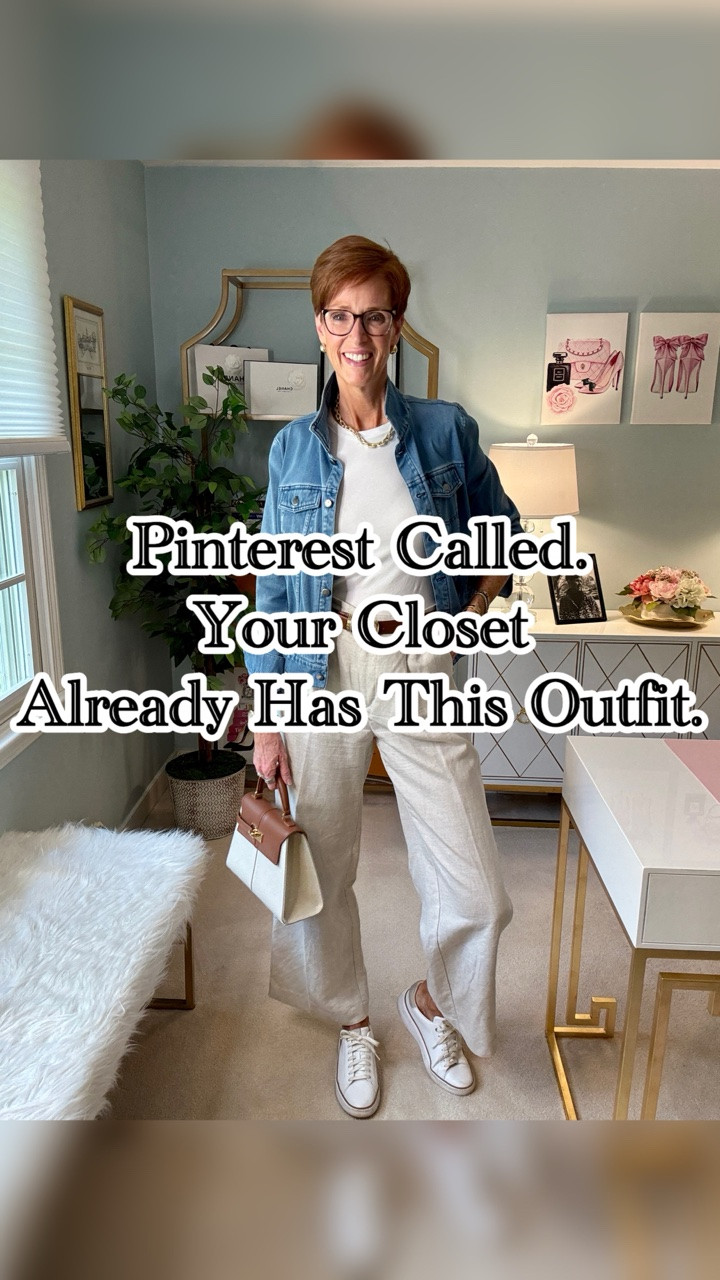 Some outfits work because they’re trendy.
Others work because every piece earns its place in your wardrobe.
This is one of those outfits.

Want the links sent to you? Comment SHOP and I’ll DM them!

A simple white tee, relaxed linen trousers, a denim jacket, classic white sneakers, and structured accessories create an outfit you’ll reach for again and again.

It’s comfortable enough for travel days, polished enough for casual office days, and effortless for lunch, errands, or dinner on the patio.

If you’ve been wondering how to style linen trousers without looking too dressed up or too casual, this formula is one you’ll come back to all season.

Save this for the next time you’re standing in front of your closet thinking, “I have nothing to wear.”

If this is your kind of everyday style, you’ll find every piece linked in my ShopMy for easy shopping.

What would you wear this outfit for first?

#classicstyle #linentrousers #womenover40style #everydayoutfit #capsulewardrobe

#LTKootd #LTKOver40 #LTKTall