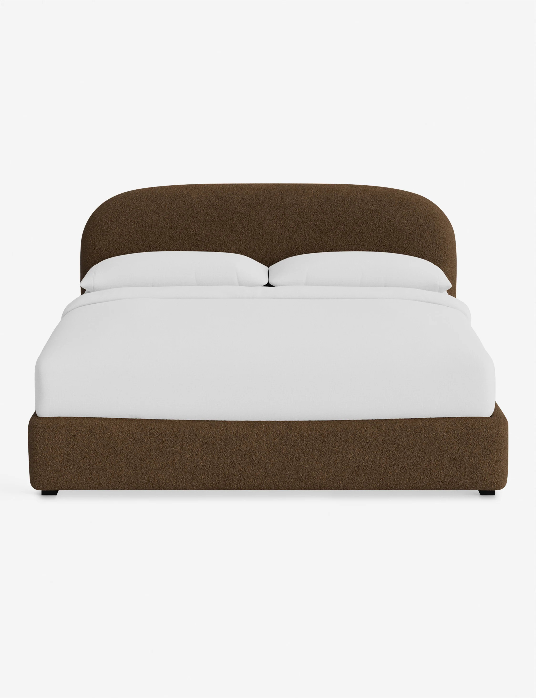 Neve Platform Upholstered King Bed by Aimee Song, Brown Luxe Boucle | Lulu and Georgia 