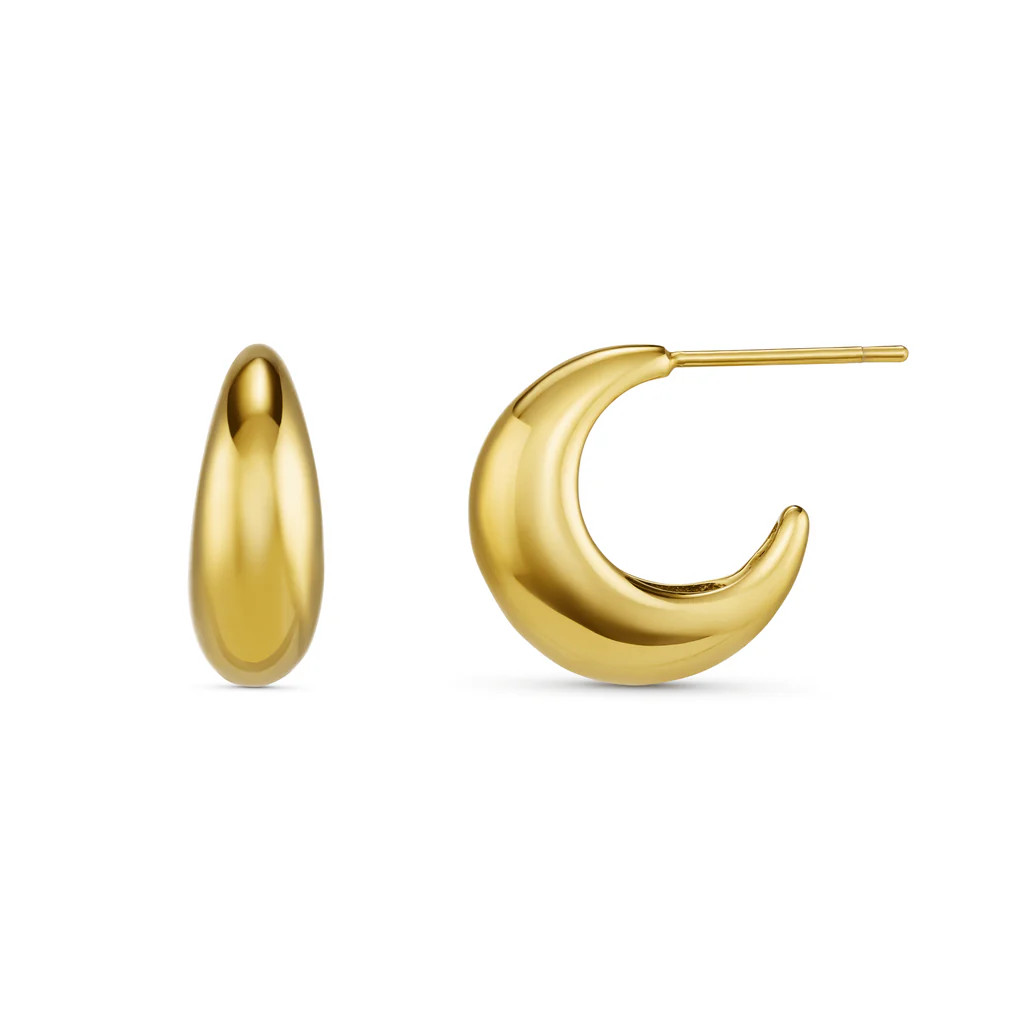 LUXE Tapered Dome Hoop Earrings - Gold | Orelia