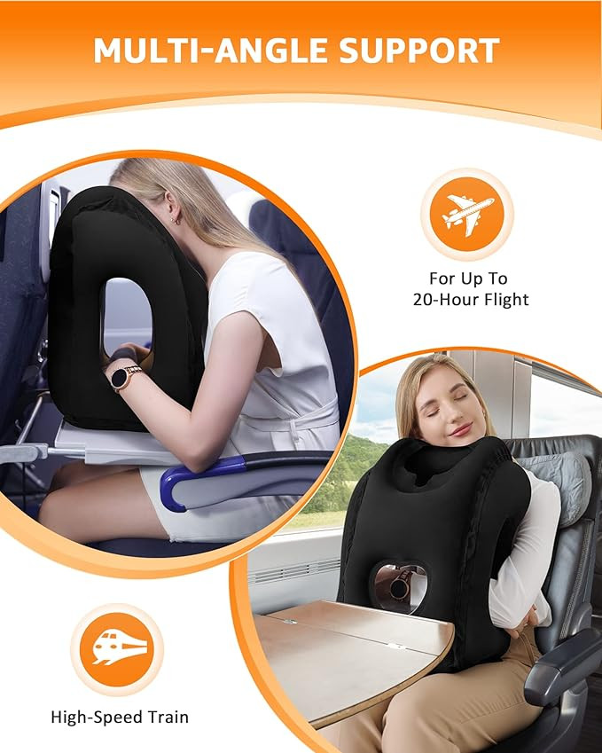 Sunany Travel Pillow, Inflatable Neck Pillow Used for Airplanes/Cars/Buses/Trains/Office Napping ... | Amazon (US)
