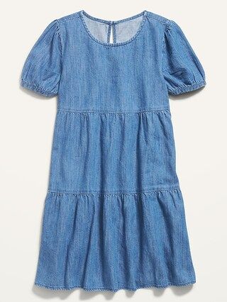 Short-Sleeve Tiered Chambray Dress for Girls | Old Navy (US)