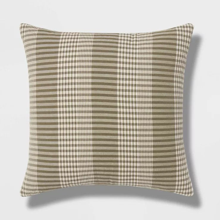 Euro Woven Plaid Decorative Throw Pillow Dark Green - Threshold™ | Target