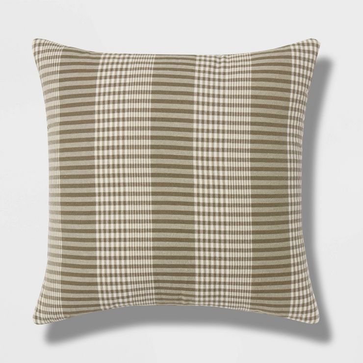 Euro Woven Plaid Decorative Throw Pillow Dark Green - Threshold™ | Target