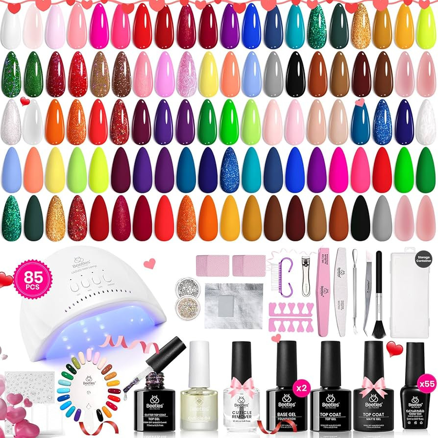 Beetles 85 Pcs Colors Gel Nail Polish Kit: This Beetles Gel Nail Kit includes 55 x fashionable co... | Amazon (US)