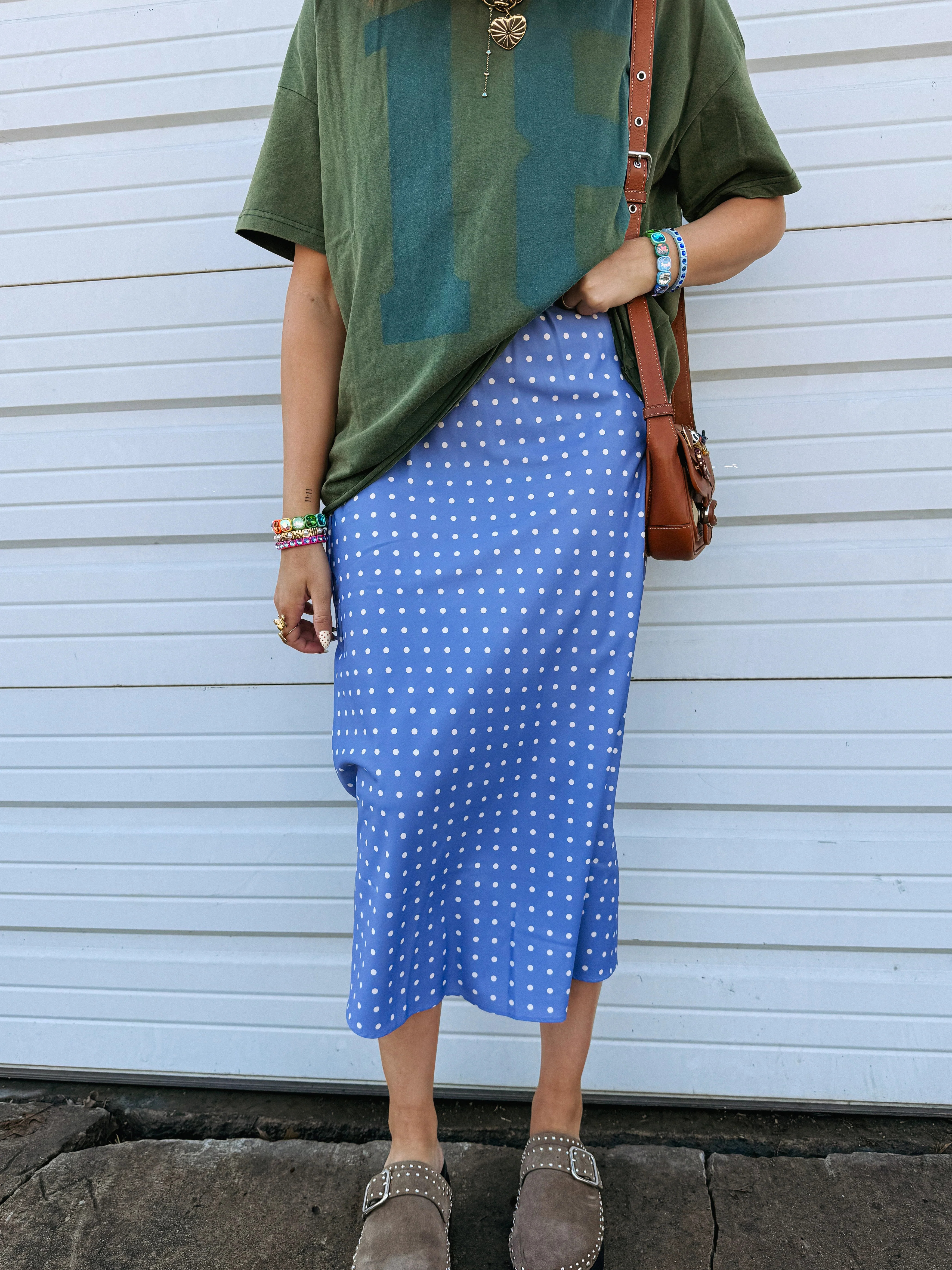 pool of polka dots midi skirt | Etta+East