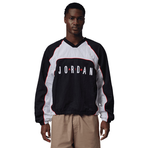 Jordan Mens Jordan Flight Long Sleeve Warm-Up Top - Mens White/Black/Chile Red Size L | Foot Locker (US)