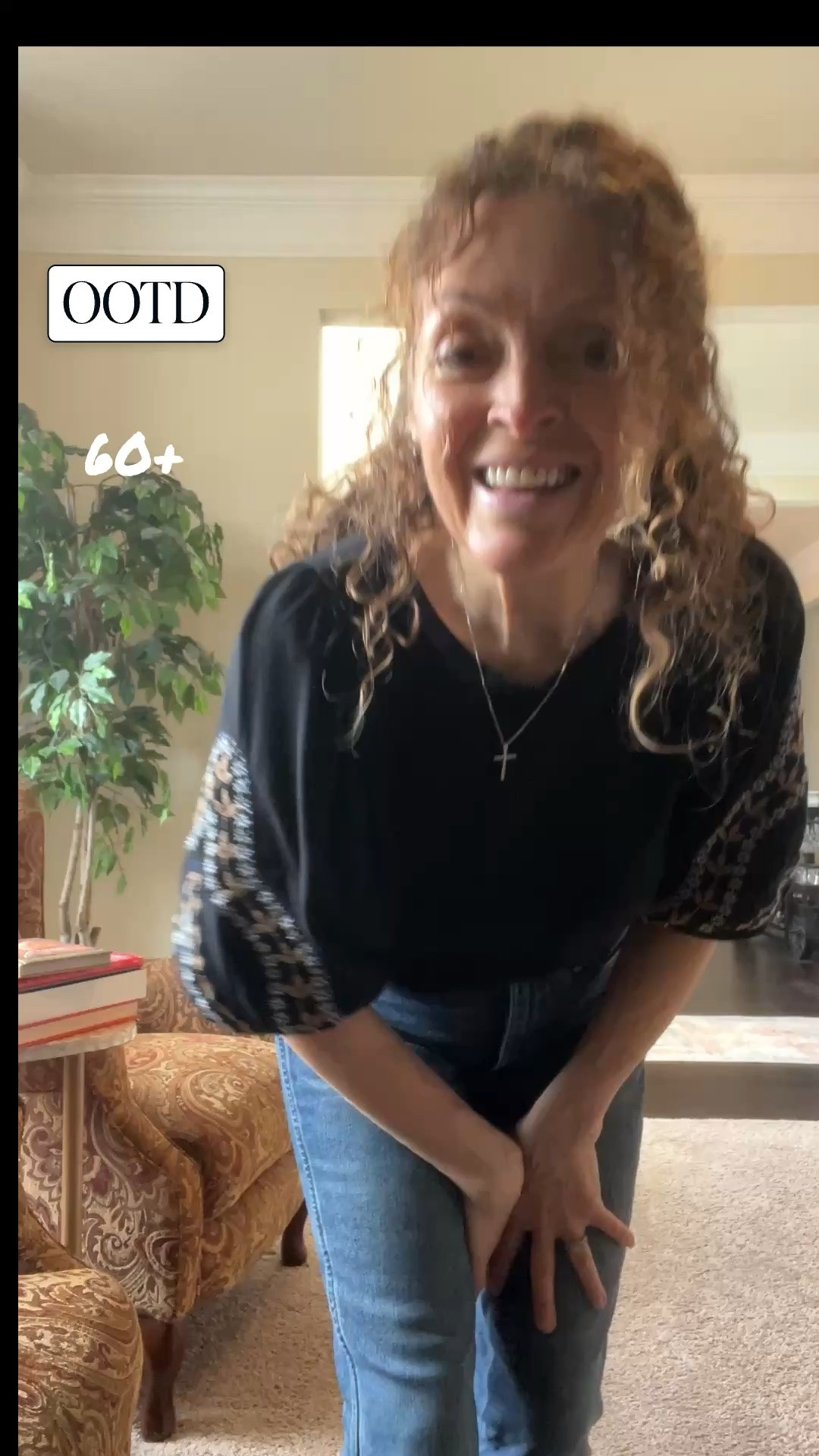 Welcome into #ootd for us 60+ ladies. Just a casual look with some WHBM straight leg jeans, Minnetonka sandals, embroidered sleep top, and of course, the cute cross necklace and Pandora studs that my daughter got me.

Everyone have a wonderfully blessed day! ￼

#LTKootd #LTKOver40