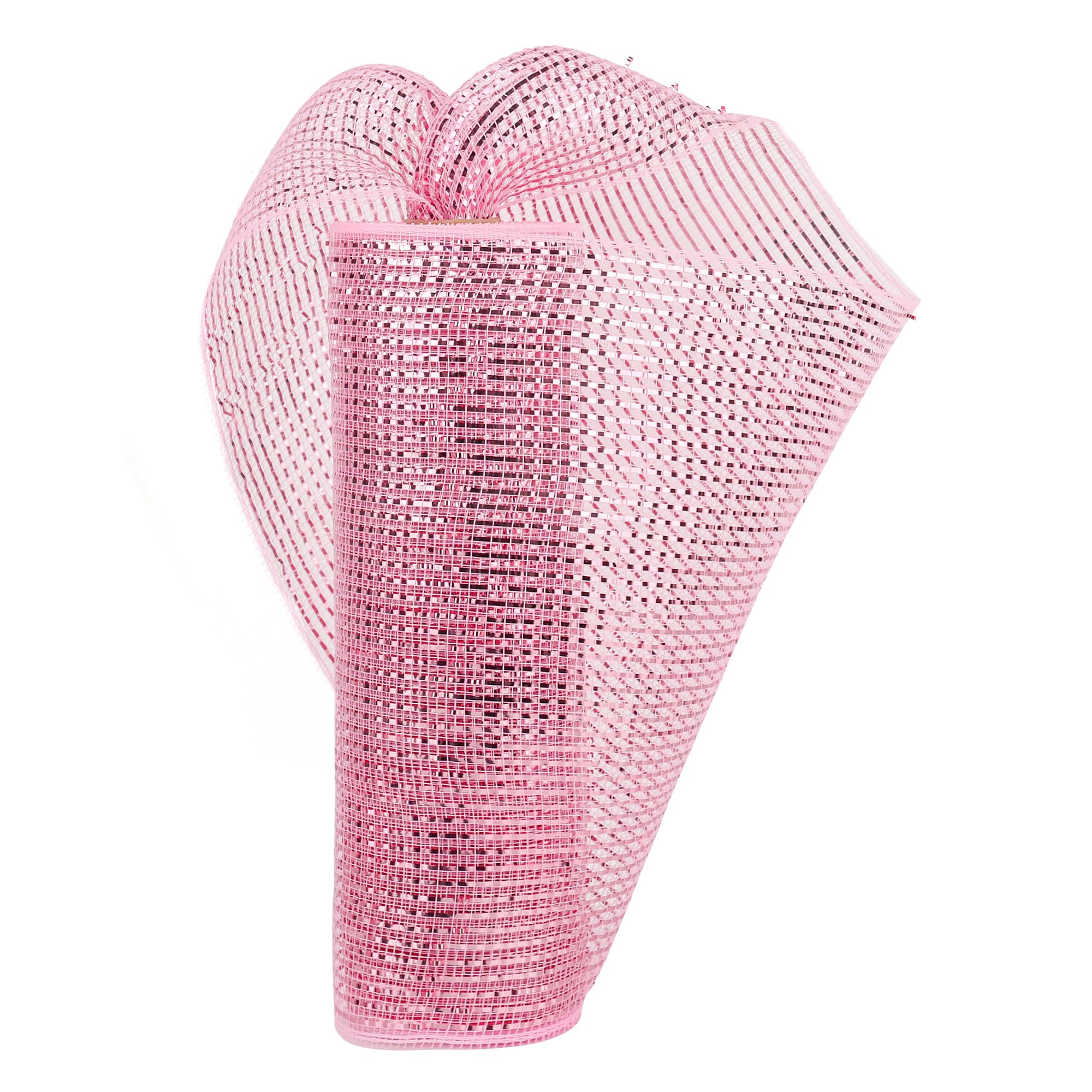 HUIHUANG Pink Deco Mesh 10 inch Deluxe Metallic Wide Foil Pink Mesh Ribbon for Wreaths Making Sup... | Amazon (US)