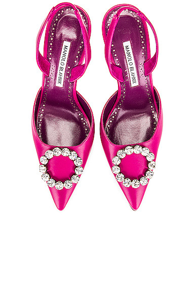 Manolo Blahnik Manda 70 Slingback in Pink - Pink. Size 37 (also in 38.5,39). | FWRD 