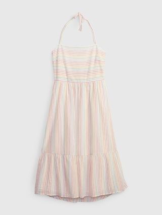 Crinkle Gauze Tie-Shoulder Tiered Midi Dress | Gap (US)