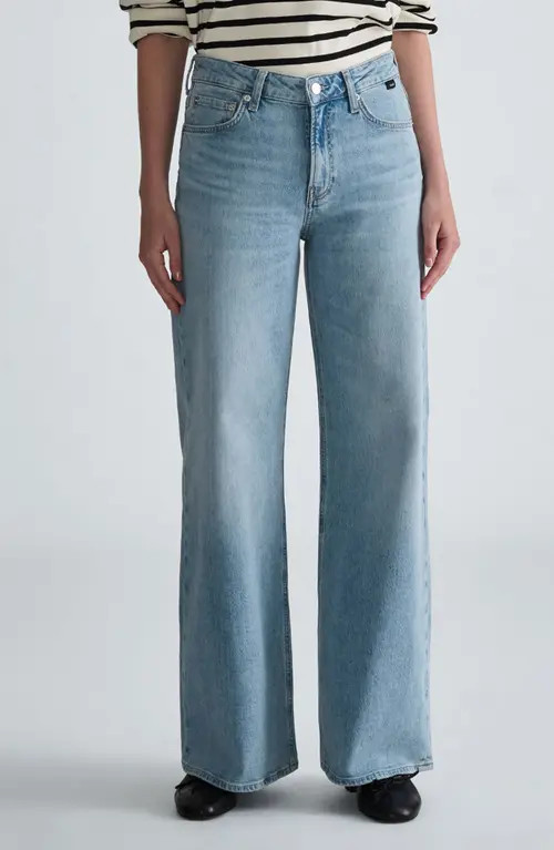 Mavi Jeans Florida High Waist Wide Leg Jeans in Bleached Classic Blu at Nordstrom, Size 27 X 30 | Nordstrom