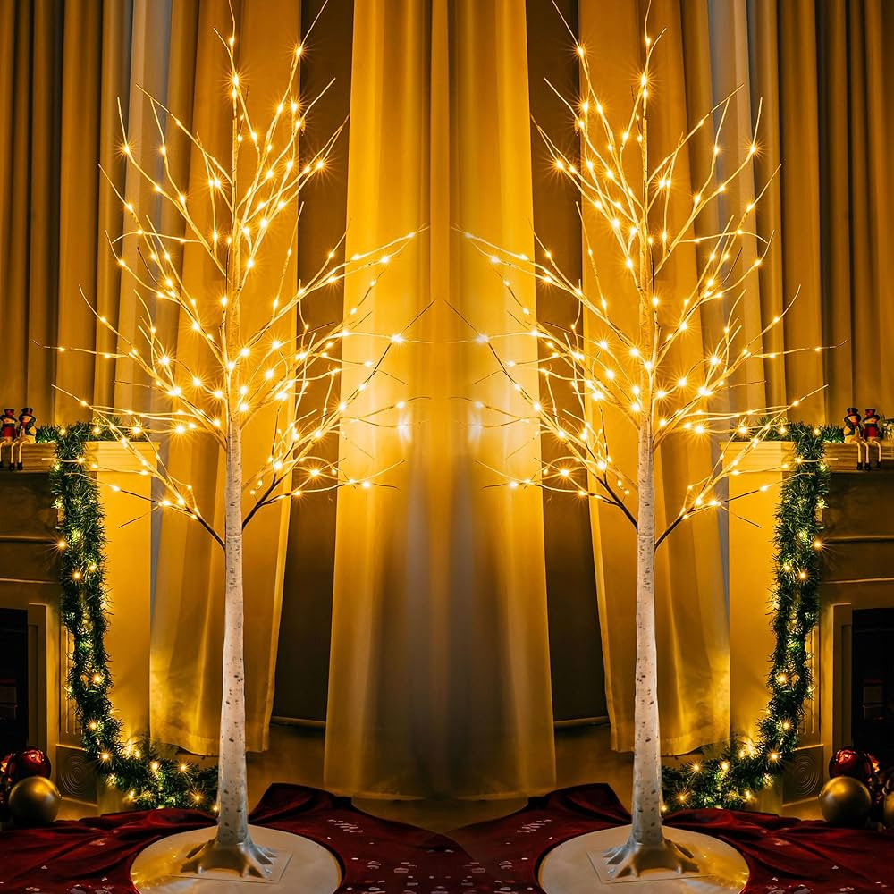 Dazzle Bright Lighted Tree, 6 Ft Birch Tree with Fairy Lights for Decoration Inside Outside, Birch Tree with 144 LED Lights for Christmas Holiday Wedding Home Room Decor, 2 Pack | Amazon (US)