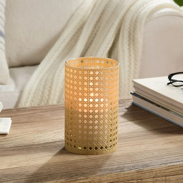 Better Homes & Gardens Wrapped Rattan Glass Hurricane Candle Holder, 8", Medium | Walmart (US)