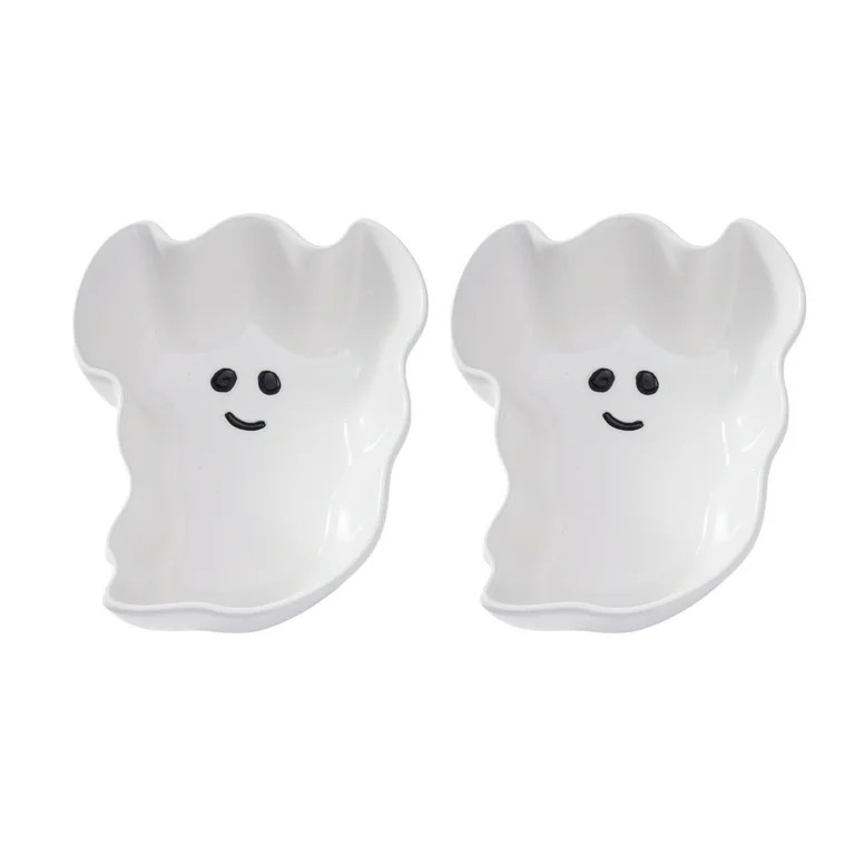 Way to Celebrate Set of 2 Glazed Stoneware Ghost Shaped Ramekins | Walmart (US)
