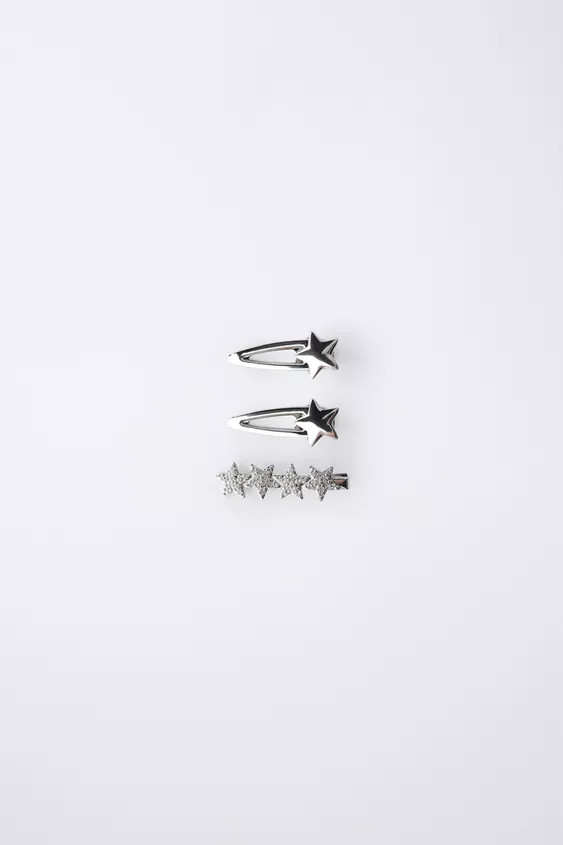PACK OF THREE SPARKLY STAR HAIR CLIPS | Zara US
