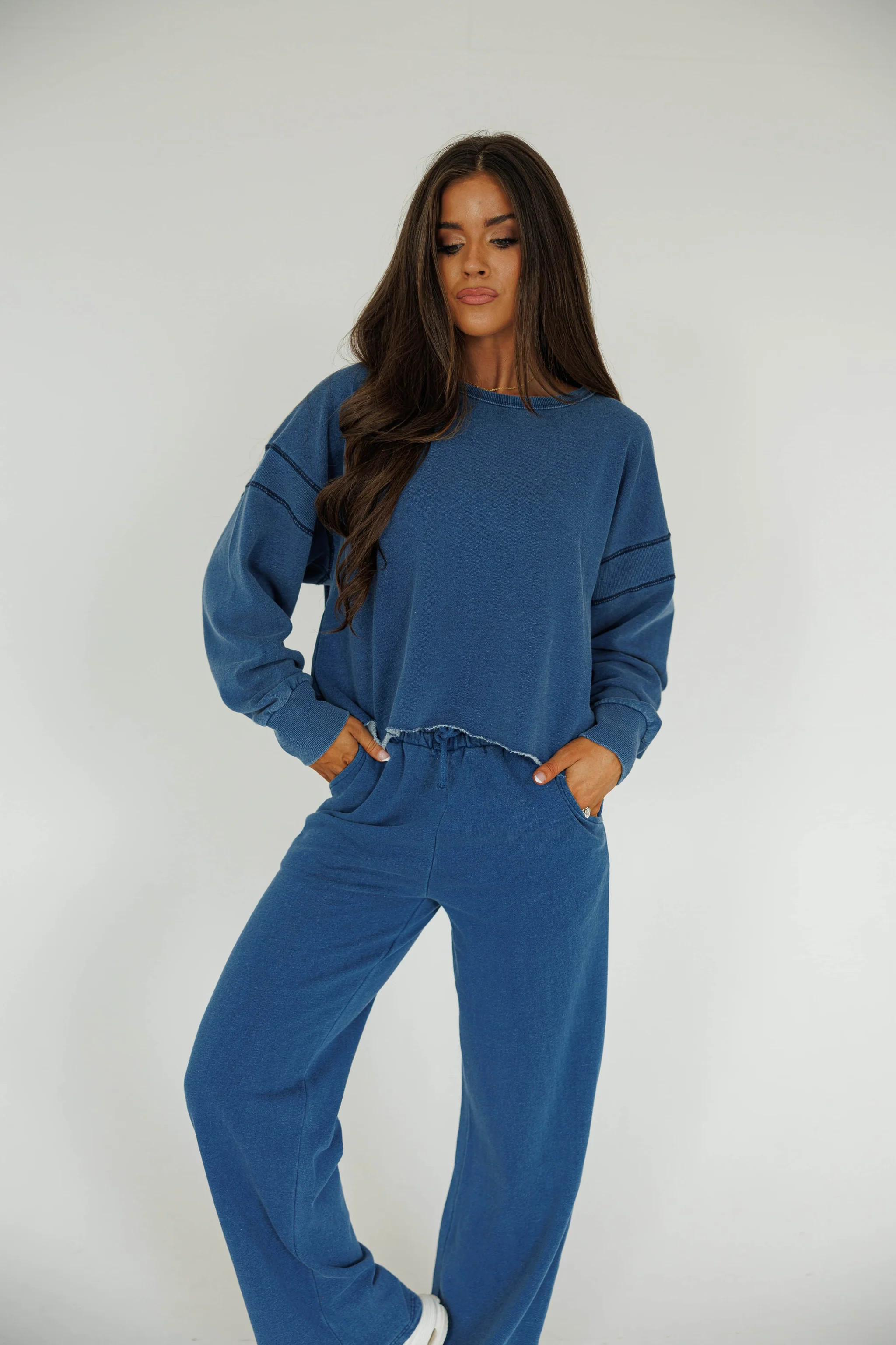 Denim Wash Cutout Back Sweatshirt*** | Lane 201 Boutique