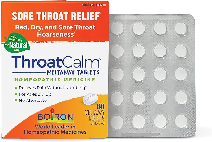 Boiron ThroatCalm Tablets for Pain Relief from Red, Dry, Scratchy, Sore Throats and Hoarseness - ... | Amazon (US)