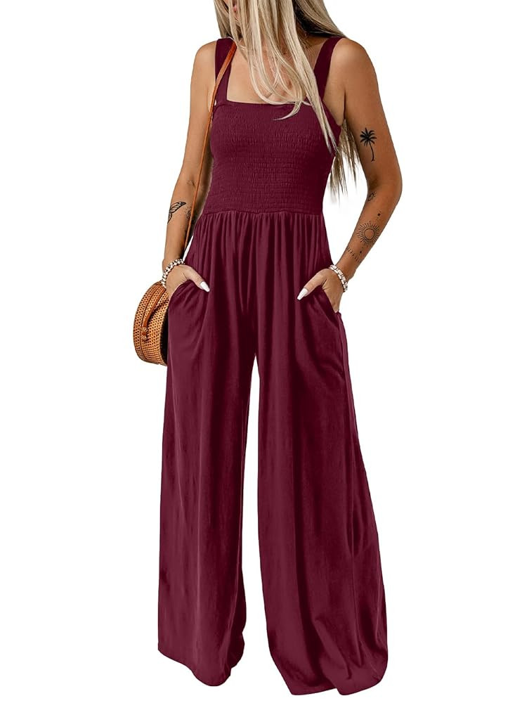 Dokotoo Women's Casual Loose Overalls Jumpsuits One Piece Sleeveless Wide Leg Long Pant Rompers W... | Amazon (US)