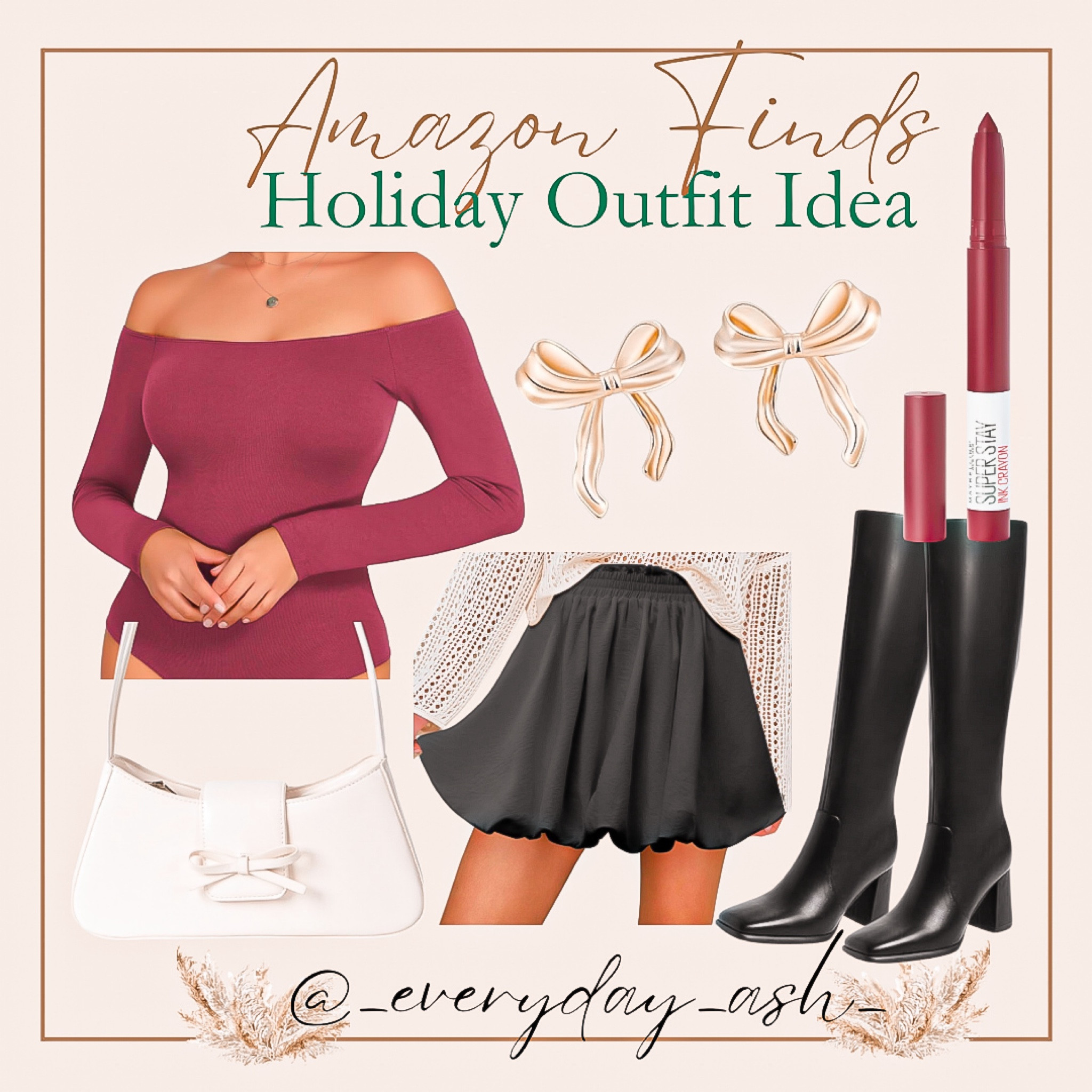 Amazon outfit idea 🎀

Burgundy bodysuit, bubble skirt, black skirt, white purse, black knee high boots, lipstick, beauty finds, Amazon fashion 

#LTKGiftGuide #LTKStyleTip #LTKFindsUnder50