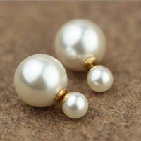 Pearl Double Sided Earrings,pearl gold Stud earring,bubble earring,steel colour earring,Ear Jacket, | Etsy (UK)