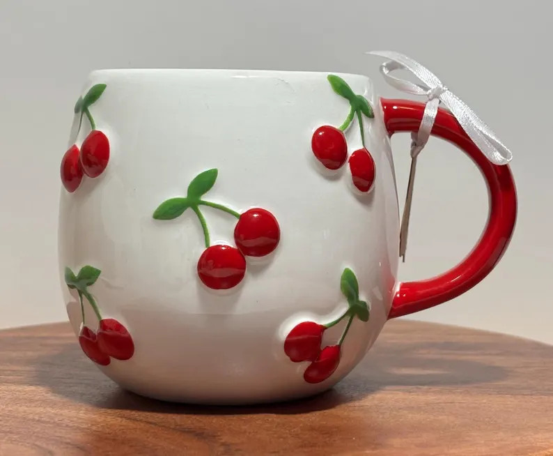 Lang Cherries Hand Painted Textured Ceramic Coffee Tea Mug Gift - Etsy | Etsy (US)