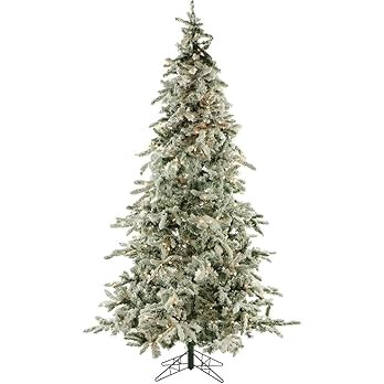 Fraser Hill Farm 7.5-Foot Pre-Lit Mountain Pine Snow Flocked Christmas Tree, Clear LED Lights, FF... | Amazon (US)