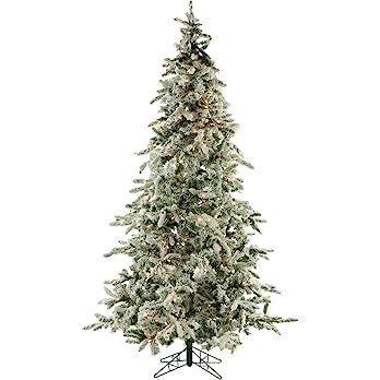 Fraser Hill Farm 7.5-Foot Pre-Lit Mountain Pine Snow Flocked Christmas Tree, Clear LED Lights, FF... | Amazon (US)