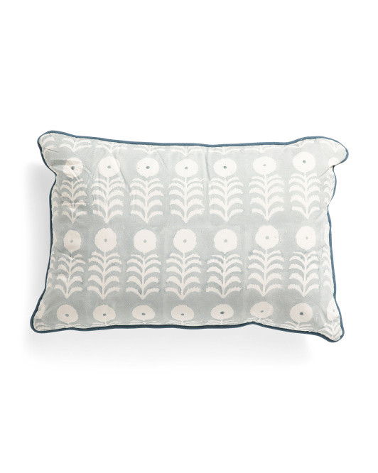 Block Print Floral Pillow With Contrast Piping | Throw Pillows | Marshalls | Marshalls