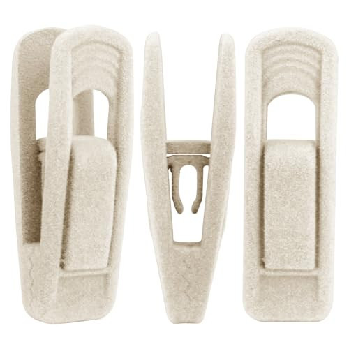 Feelorna 20 Pcs Velvet Hangers Clips, Non-Slip Clothes Hanger Clips Multi-Purpose Hanger Clips Strong Finger Flocked Clips for Pants Skirt Clothes Velvet Hanger (Beige) | Amazon (US)