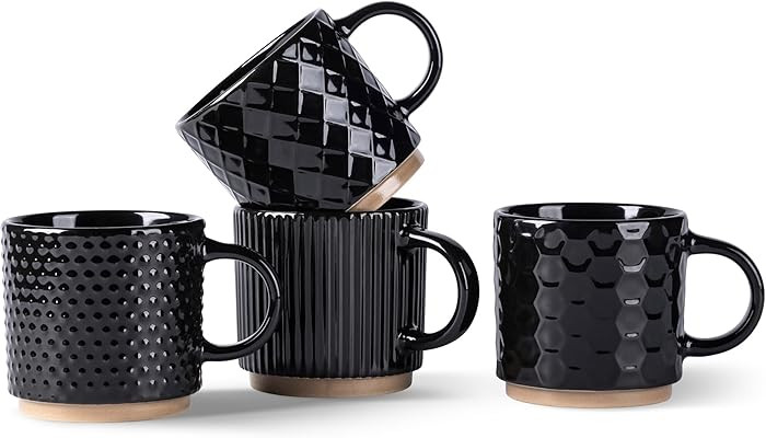 GBhome 6OZ Stackable Coffee Mugs, Ceramic Coffee Mugs with Texture Patterns for Man,Woman,Dad,Mom... | Amazon (US)