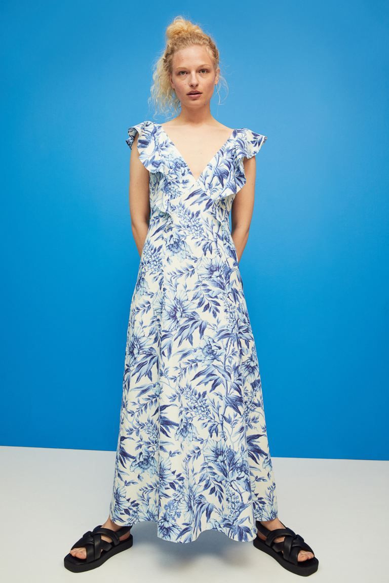 Linen-blend Flounced Dress | H&M (US + CA)
