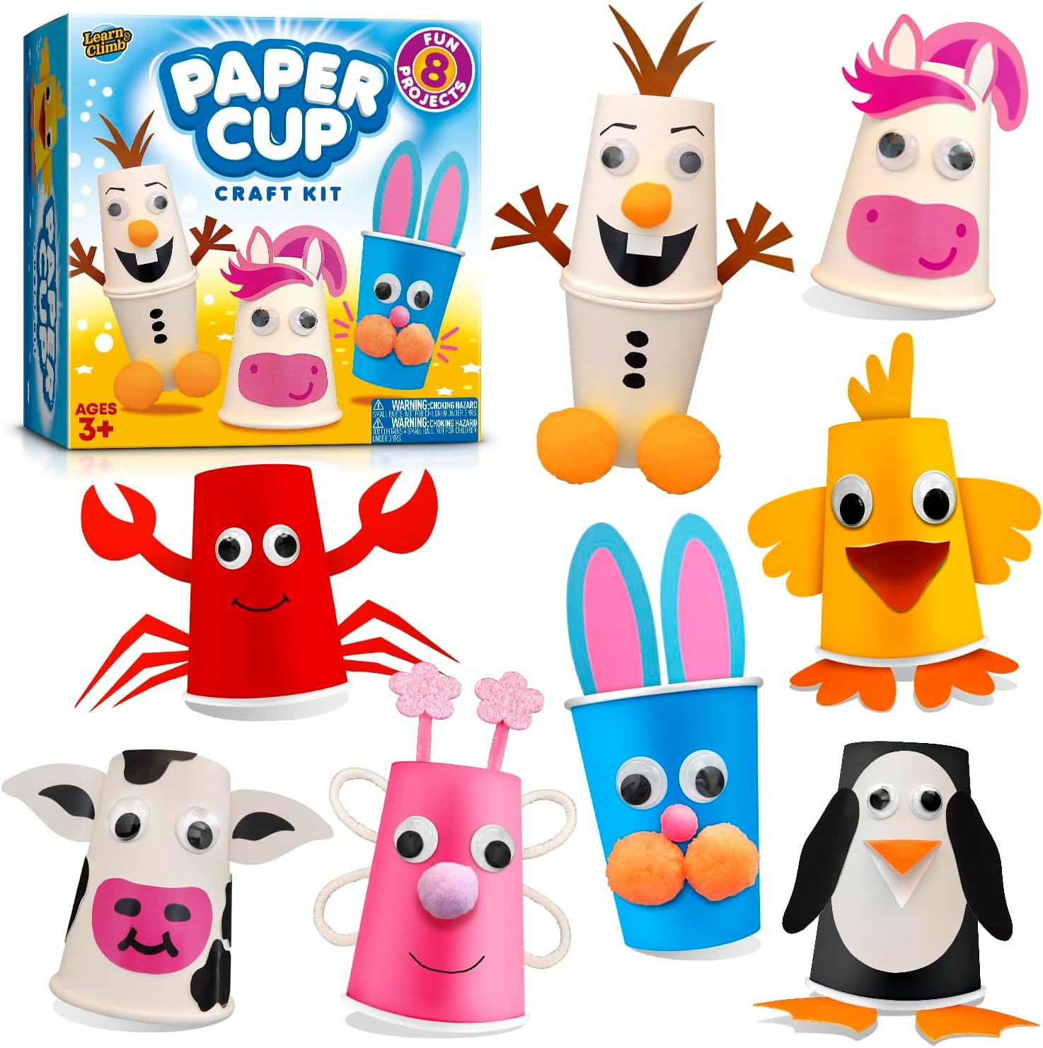 Arts and Crafts Kit for Kids Ages 3, 4, 5, 6 – Create 8 Cute Animal Projects – Gift Set for G... | Amazon (US)