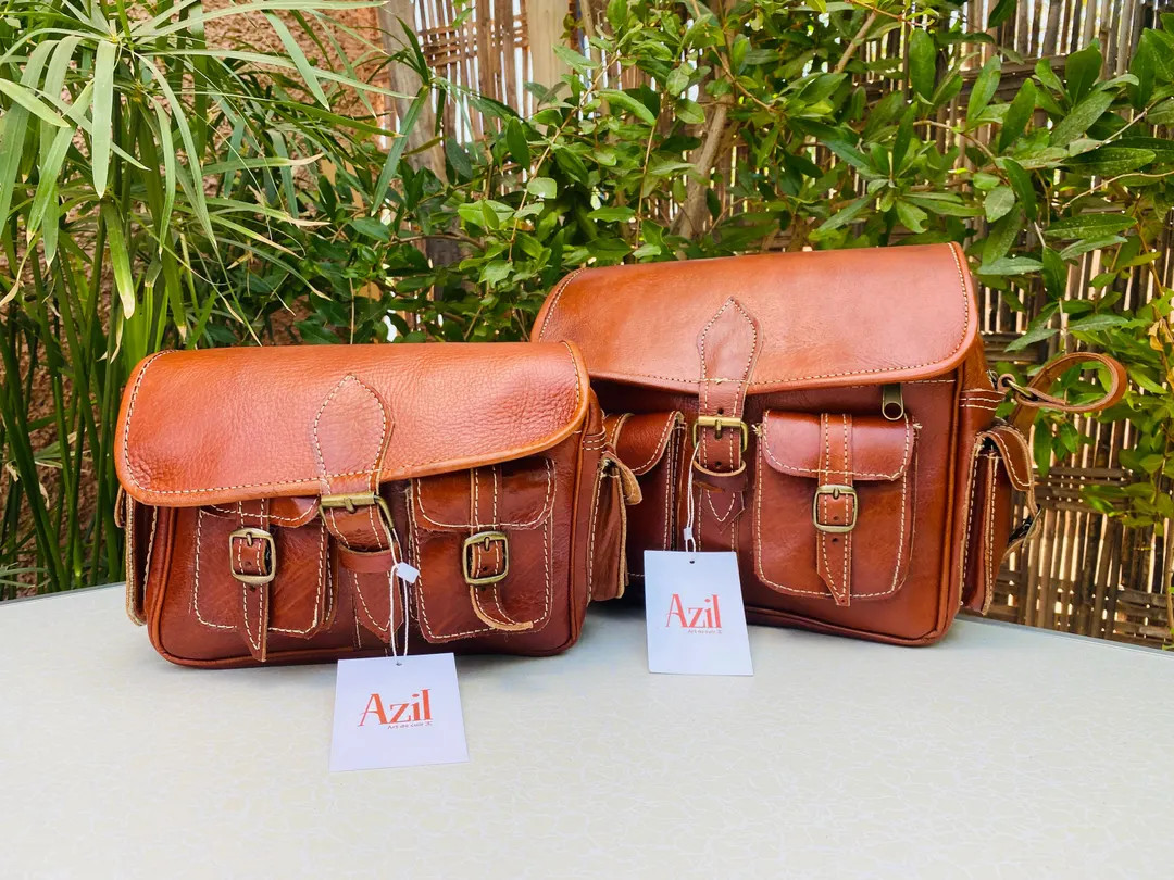 Handmade Leather Satchel Bag | Vintage Crossbody Messenger | Moroccan Camera Bag | Azil Leather G... | Etsy (US)
