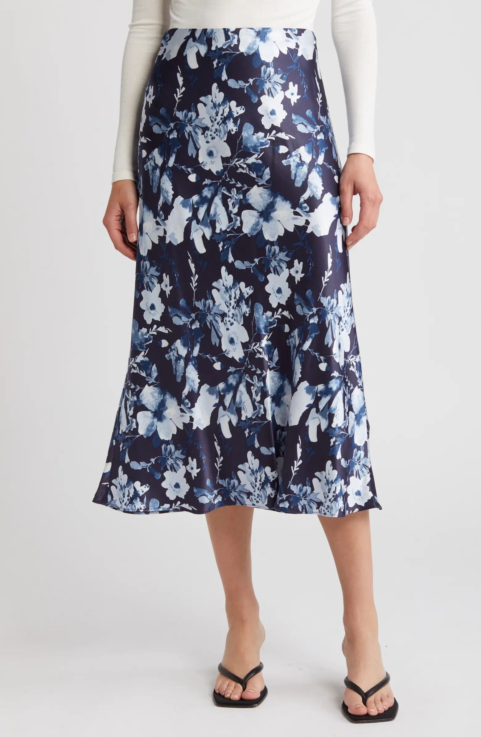 Rails Anya Floral Satin Midi Skirt | Nordstrom | Nordstrom