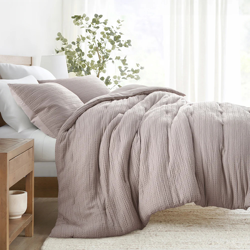 Waffle Textured Down-Alternative Comforter Set | Linens and Hutch