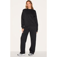 Black Oversized Sweatshirt Tracksuit Set | PrettyLittleThing US