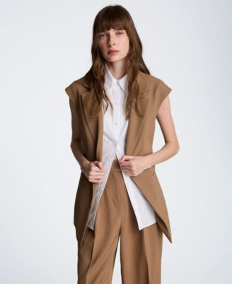 Women's Luxe Twill Sleeveless Vest with Detachable Shirt - Mesquite | Macy's