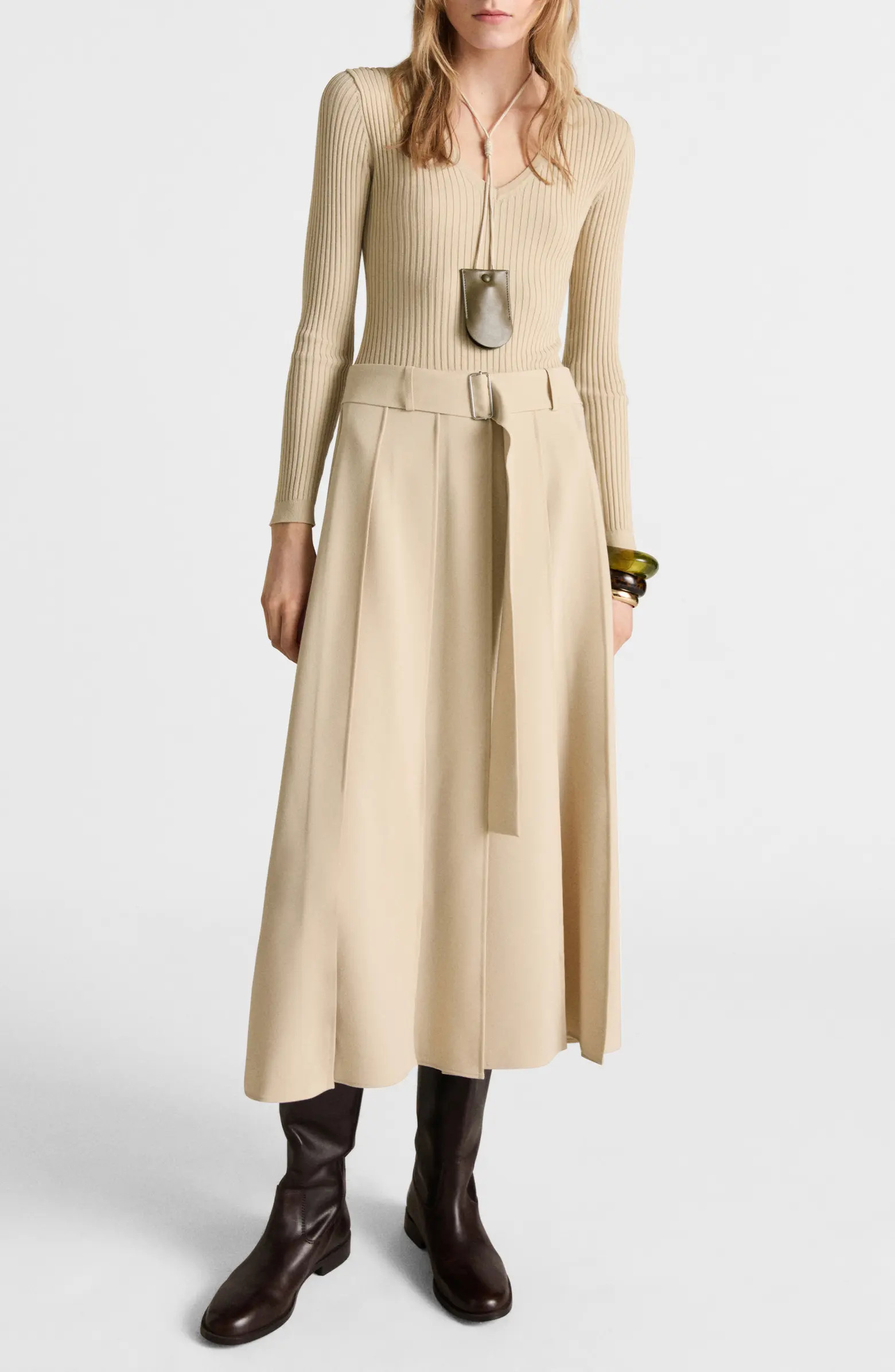 Paris Long Sleeve Mixed Media Dress | Nordstrom Rack