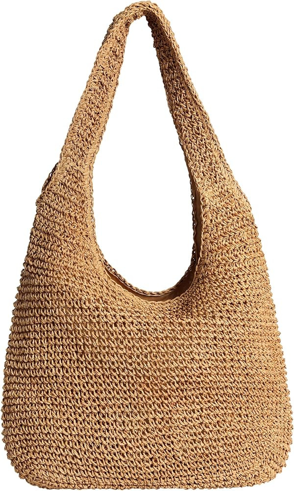 Straw Bag for Women Beach Woven Tote Bag Large Capacity Shoulder Bag for Summer Vacation | Amazon (US)